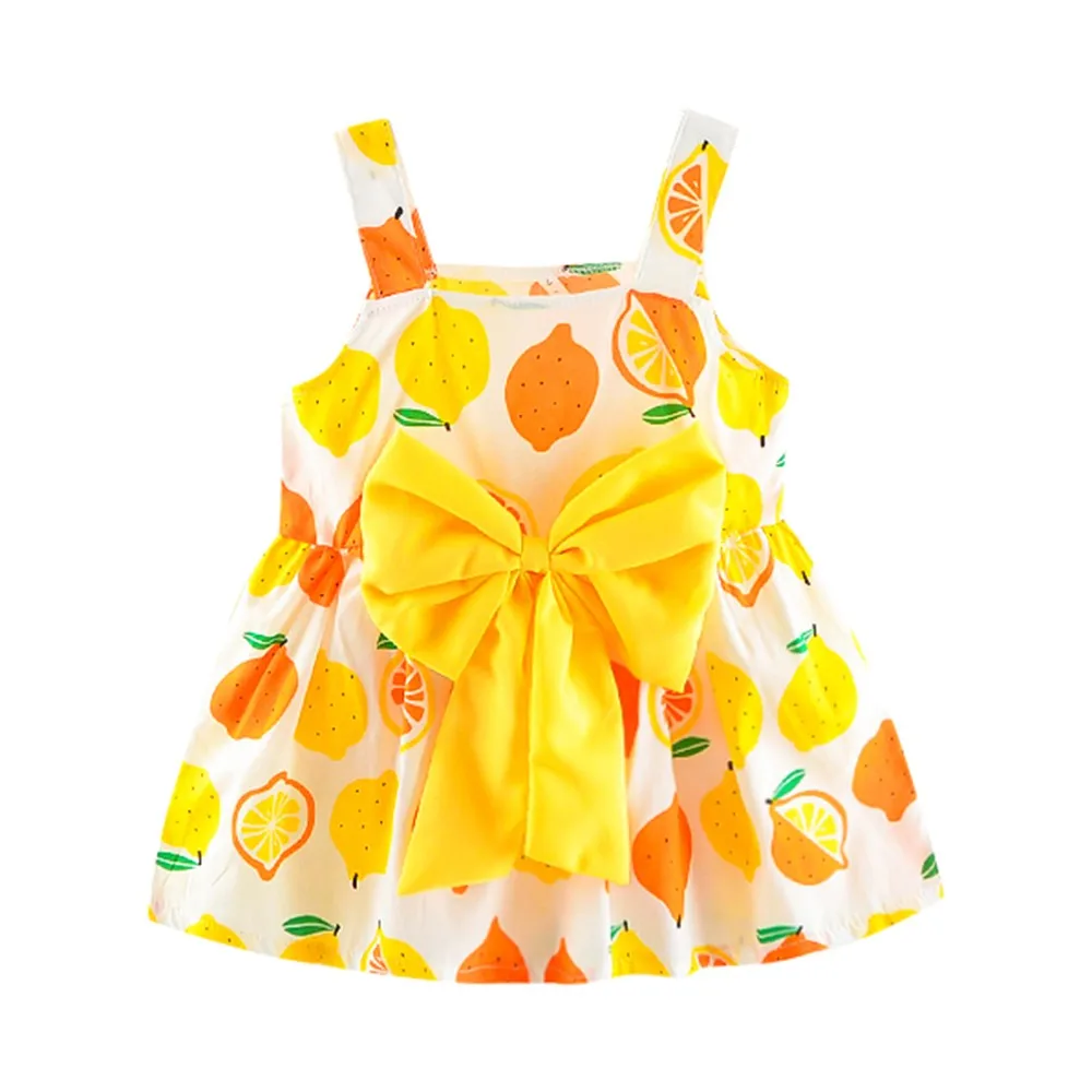 ARLONEET/летнее платье для девочек вечерние платья принцессы с принтом лимона на бретелях, повседневная одежда для девочек от 0 до 2 лет, 30S511, Прямая