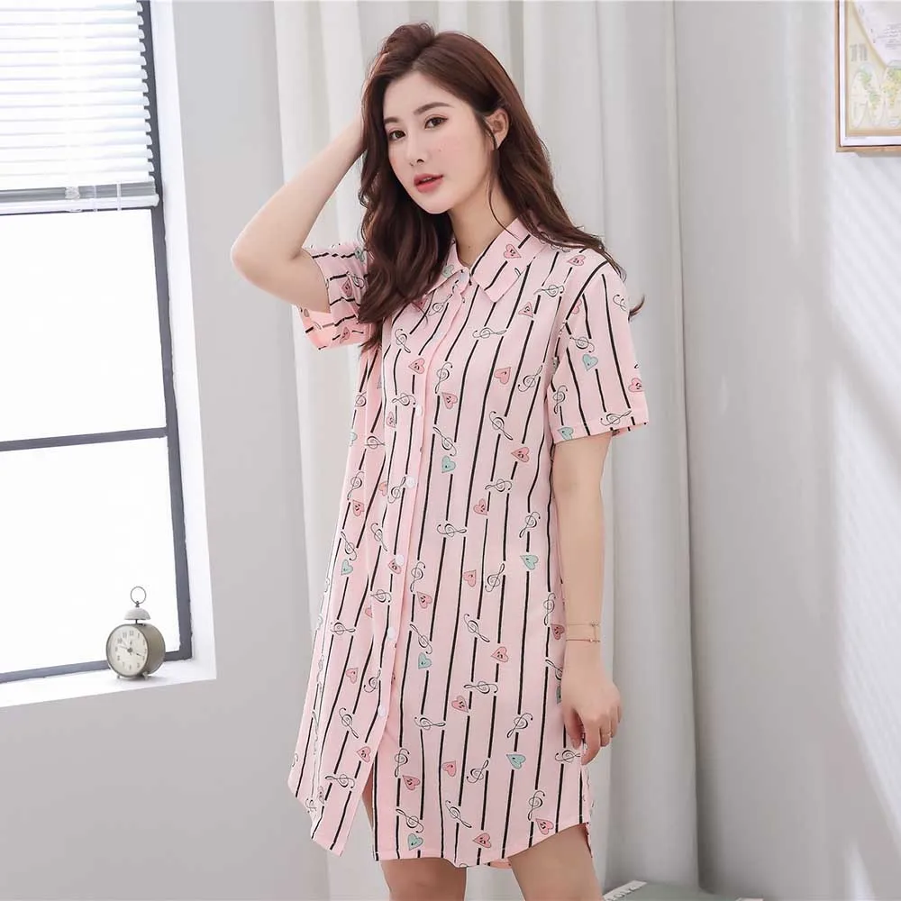 Newdesign Summer Sleep Shirt Short Sleeve Nightshirts Button down
