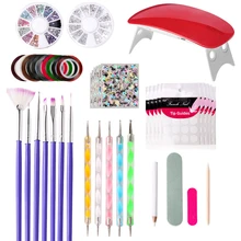 Горячая мини 6 Вт УФ светодиодная лампа для сушки ногтей набор маникюрных инструментов для маникюра Набор для наращивания ногтей набор для маникюра наборы для дизайна ногтей инструменты