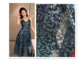 

beautiful sequins YG-763 Nigerian fabric for party dress new African embroidered lace fabric