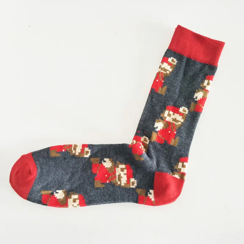 Носки с принтом игры «Super Mario Bros»; милые забавные мужские хлопковые носки с изображением гриба Луиджи Гумбы; Спортивные Повседневные Дышащие впитывающие пот носки