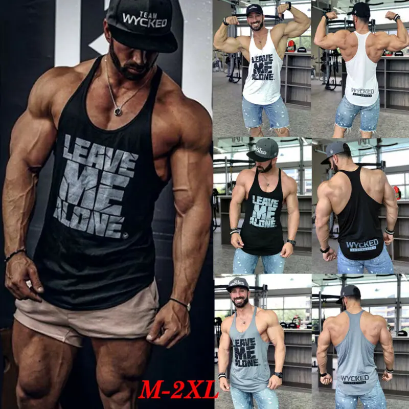 2019 Brand New Style M-2XL Fitness Men's Muscle Sleeveless Tank Top Tee Shirt Bodybuilding Sport Tank Tops