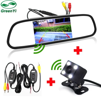 

GreenYi HD 5" Wireless Parking Assistance Car Mirror Monitors With Rear View Camera 2.4Ghz Wireless Transmitter and Receiver Kit
