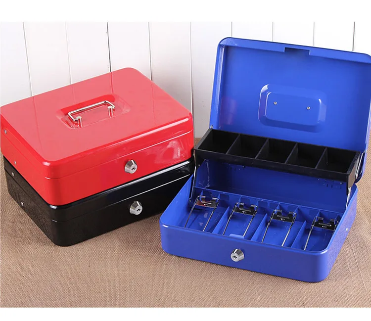 Portable Safes Cash Box Money Drawer Key Lock  Password Lock Safe Lock Tiered Tray Security Storage Box  Size 30 x 24 x 9cm (8)