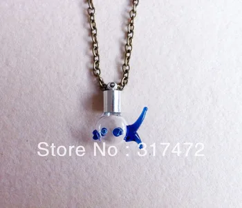 

Freeshipping! Blue Tail Fish glass Vial Pendant Key Chain Pendant Miniature Bottle DIY charm glass wish bottle