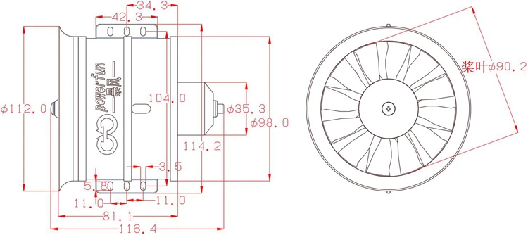 Powerfun 90 мм EDF 6S 8S 1100/1450kv импеллер W/двигатель+ 12 пропеллер двигателя комплект Fr FPV RC модель канал самолета D3541 мотор