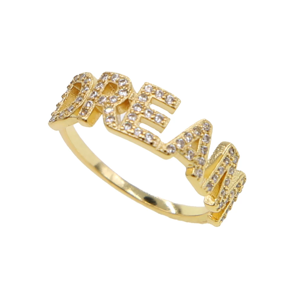

Fashion Letter Gold Ring For Women CZ Open Finger Rings Female Engagement Ring Jewelry trendy Party Gift