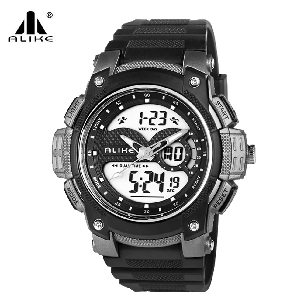 watches men luxury brand Alike military army sports watch Dual Time