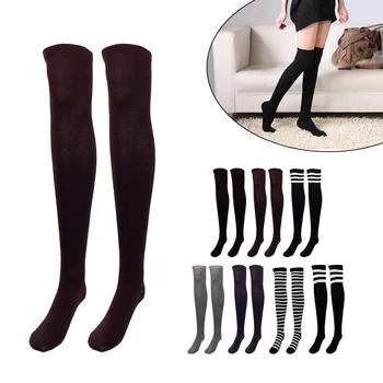 

Over the Knee Socks Thigh High Thick Socks Stockings Striped solid color