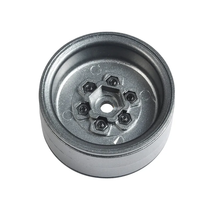 1/4/5pcs Heavy Duty Alloy 1.9 Beadlock Wheel Rims for RC TRX-4 Axial SCX10 D90 gray