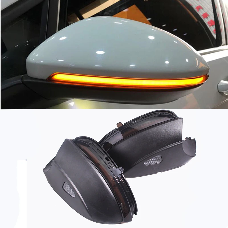  Blink Rear Side Mirror LED Water Flowing Rearview Mirror Turn Signal light For VW Passat B7 CC Jett - 32872881579