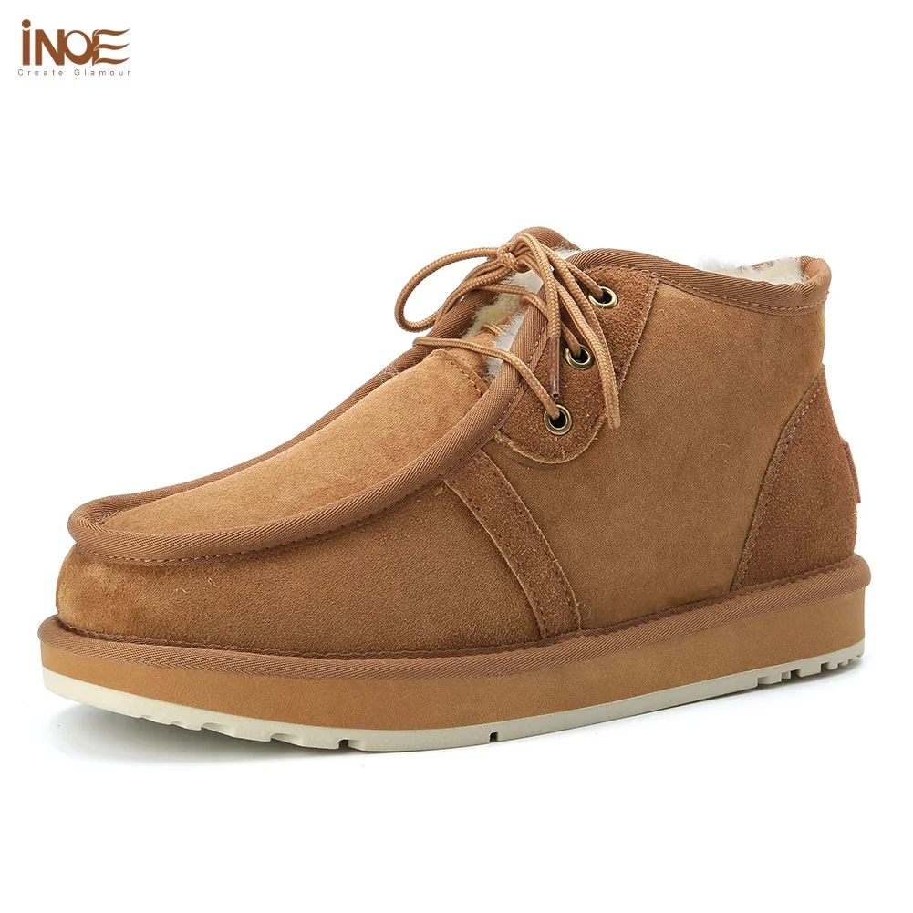 Fashion Beckham lace-up true men snow boots winter shoes real sheepskin leather nature fur lined ankle short boots free shipping Fashion Beckham lace-up true men snow boots winter shoes real sheepskin leather nature fur lined ankle short boots free shipping