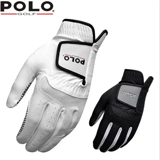 POLO Golf кожи полиуретановые перчатки Для мужчин спортивные мягкие дышащие левая рука гольф перчатки противоскользящие перчатки Аксессуары для гольфа 3 шт./лот