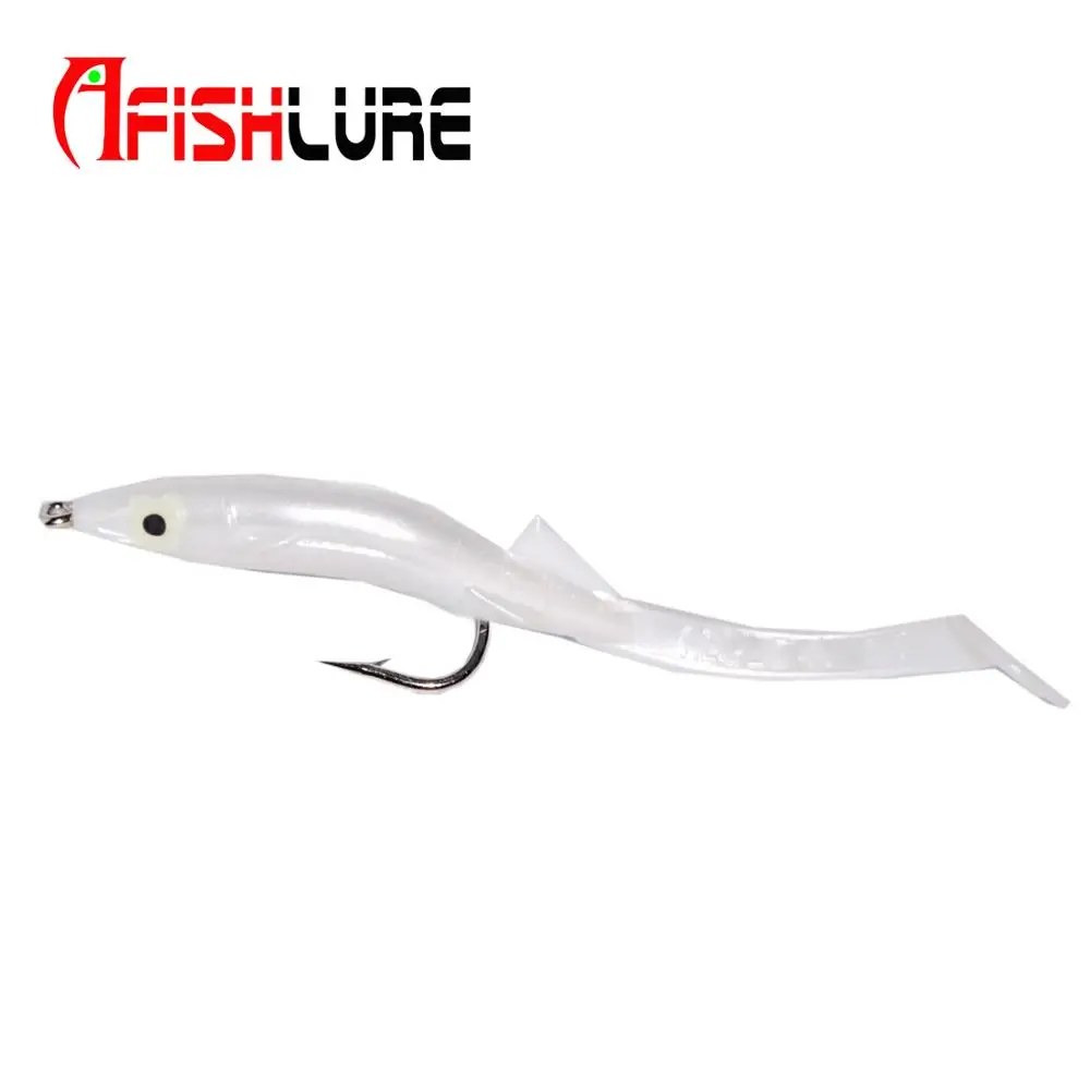 Afishlure, AR-26-65mm, искусственный морской угрь, 65 мм, Т-образный хвост, искусственная приманка, Мягкая приманка, ложная приманка, много цветов на выбор, 16 шт./лот - Цвет: Pearl White