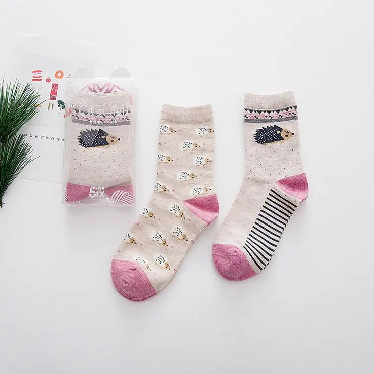 2 пар/лот, модные женские хлопковые носки с мультяшными животными, мишкой, лисой, каваи, забавные носки для женщин и девочек, носки Harajuku, подарки, Meias - Цвет: 6