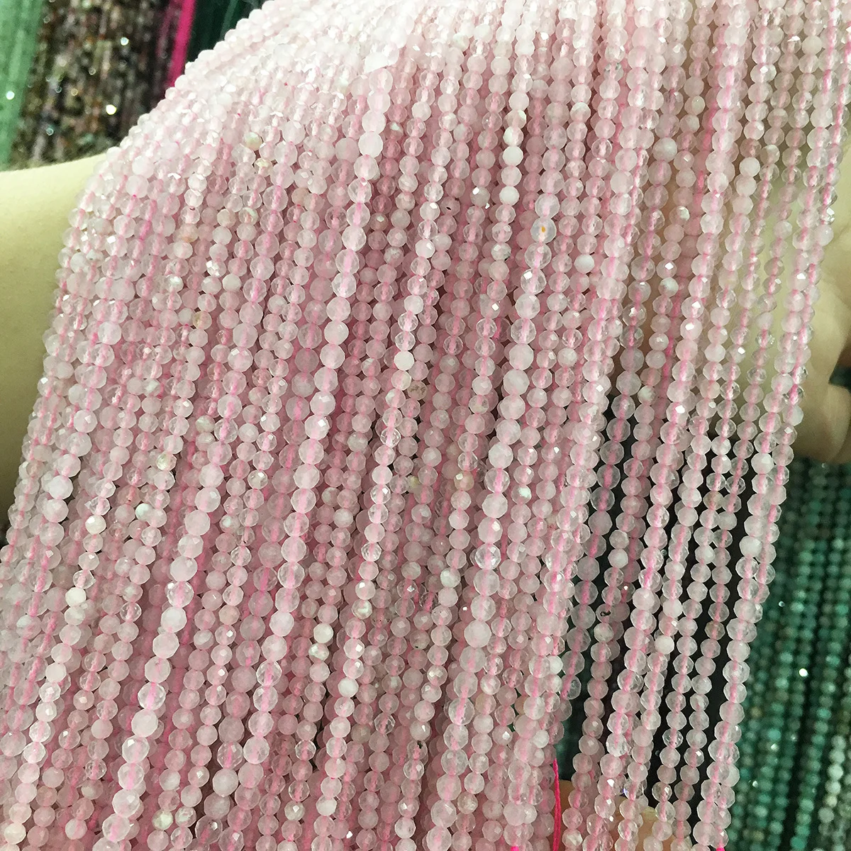

Natural Rose Quartzs Stone Beads 2mm Small Round Loose Stone Bead for Jewelry Making DIY Bracelet Necklace Strand 15''
