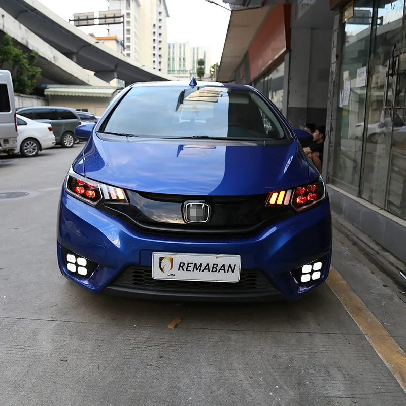 Автомобильный Стайлинг для Honda Fit/JAZZ- светодиодный автомобильный Головной фонарь в сборе светодиодный Demon Eyes DRL указатели поворота прожекторные линзы