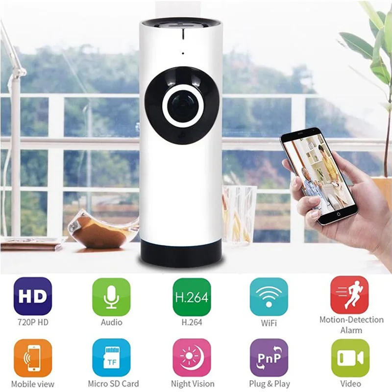 

Wireless WiFi IP Camera Electronic Baby Cam Video Nanny Babysitter with Motion Detection Intercom 180 Panoramic Camera