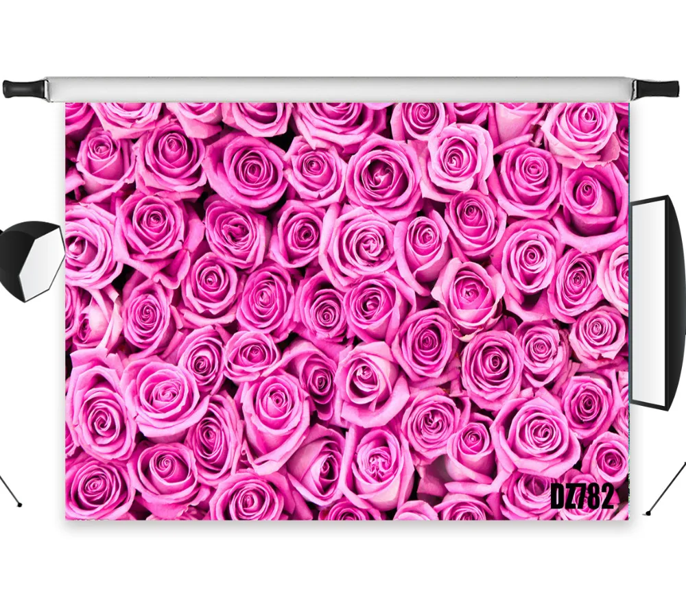 Polyester &amp Vinyl wedding Party Valentine's Day Romantic Full Of Pink Roses Backgrounds For Photo Studio Photography Backdrops |