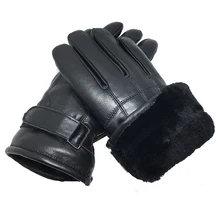 Мужские перчатки из натуральной кожи Новые черные перчатки из натуральной кожи мужские толстые хлопковые зимние перчатки теплые брендовые варежки G18