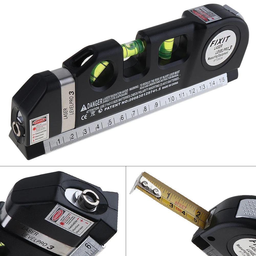 

4 in 1 Multipurpose Horizon Vertical Measure Level Laser LV03 Aligner Bubbles Ruler Tool with Tape for Daily Life Measurement