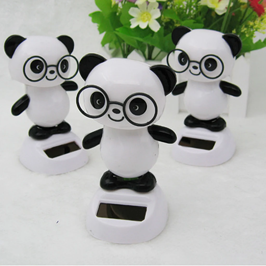 Solar Operated Toy Dancing Bobbleheads Panda Ornament Animal Figure Car Home Decor Tabletop Desk Office Display
