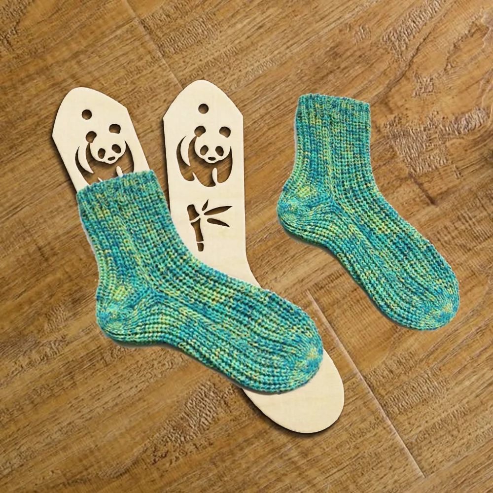 

Rustic DIY Craft Panda Bamboo Handmade Knit Sock Blocker Wooden Socks Form