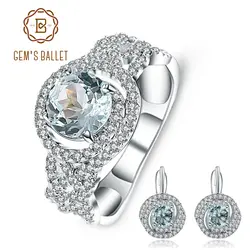 GEM'S BALLET 3.76ct классический натуральный Небесно-Голубой топаз драгоценный камень ювелирные наборы 925 пробы Серебряные серьги кольцо набор для