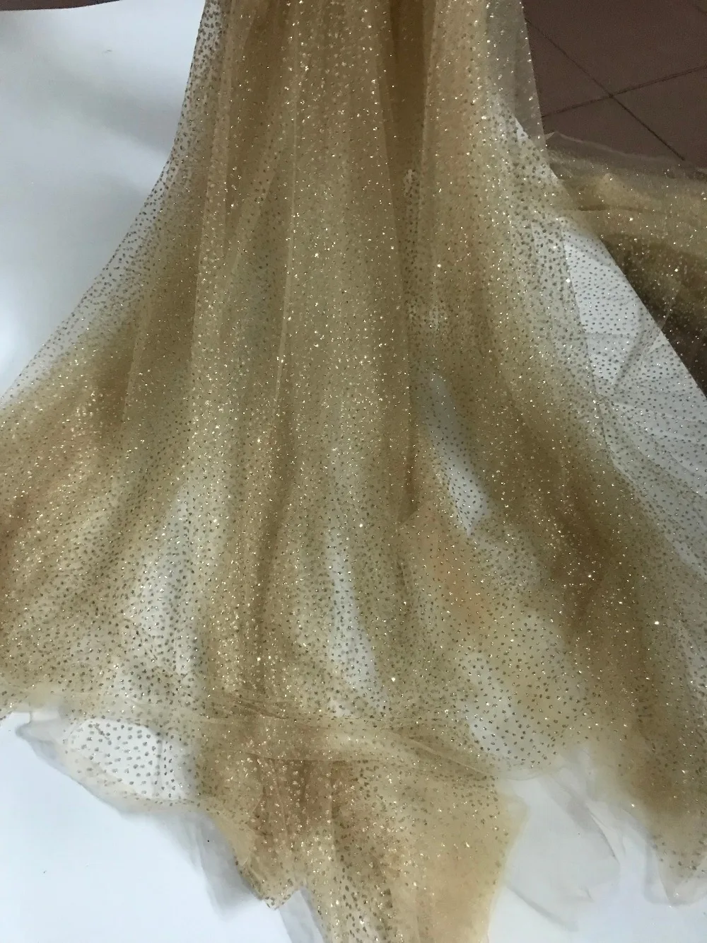 

5 Yards/lot glitter style French Tulle Net fancy african glued glitter lace fabric david-71112 For party Dress