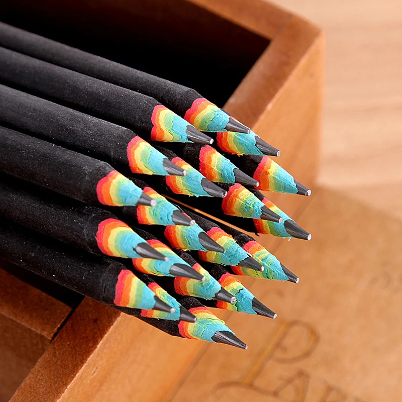 

17.4*0.74*0.74cm 1Pcs Pencil 2B Rainbow Pencils Stationery Items Drawing Supplies Cute Pencils Wood Office School Supplies