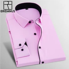 Мужские рубашки, новинка, брендовые весенние Рубашки с длинным рукавом, Саржевые деловые официальные мужские рубашки, одноцветные мужские повседневные Свадебные 8XL X568