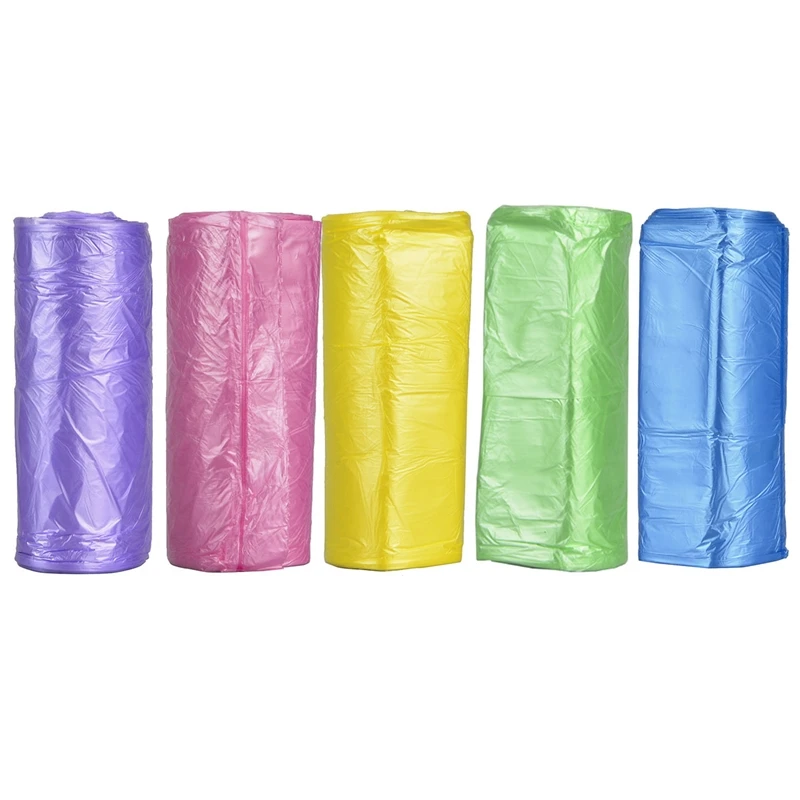 5 рулонов 150 шт Портативные мешки для мусора без ручек для кухни туалета ванной спальни офиса - Цвет: Colorful