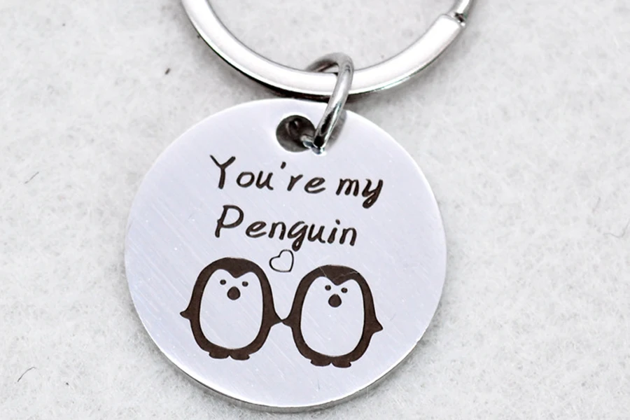 Цепочка для ключей с гравировкой с принтом «You Are My Penguin для влюбленных для парня девушки костюм в подарок Нержавеющая сталь кольцо для ключей драйвер держатель