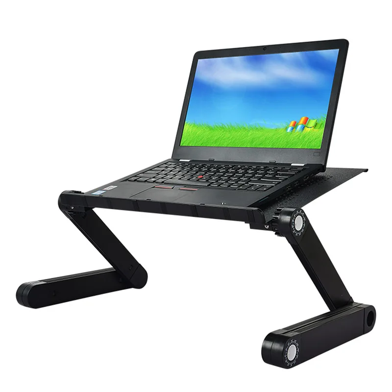 Aluminum Foldable Laptop Desk Tray Rack 360 Degree Adjustable Laptop Desk White Movable Computer Desk,Adjustable Folding Laptop Desk