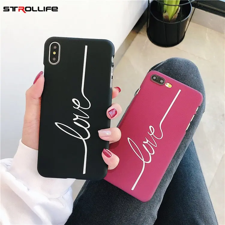

STROLLIFE New Lovely Couples Phone Case for iPhone X XS Max XR Artistic English Love Cover for IPhone8 6s 7 Plus Hard Back Shell