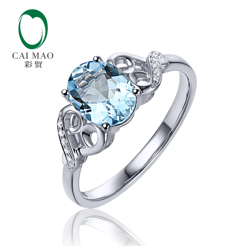 Овальная огранка 6x8 мм 1 15ct VS Blue Aquamarine и 0 04ct натуральное ограненное кольцо из