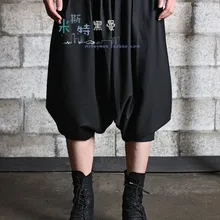 27-44! Новая мужская одежда персонализированные плиссированные два способа шаровары капри Черные персонализированные большие размеры певицы костюмы