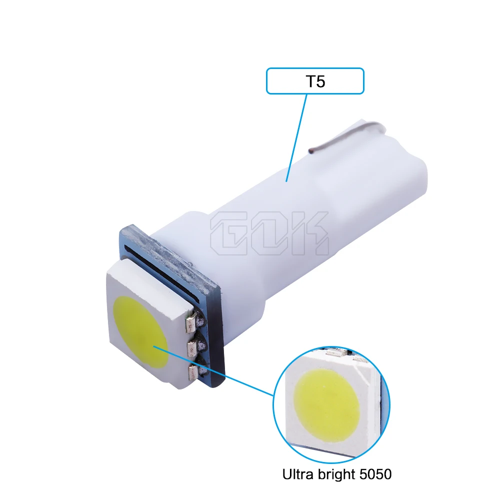 10 x T5 светодиодный 5050smd светодиодный t5 лампочка с клиновидной основой для приборных панелей светодиодный t5 5050 smd 12 в белый/зеленый/синий/красный/желтый