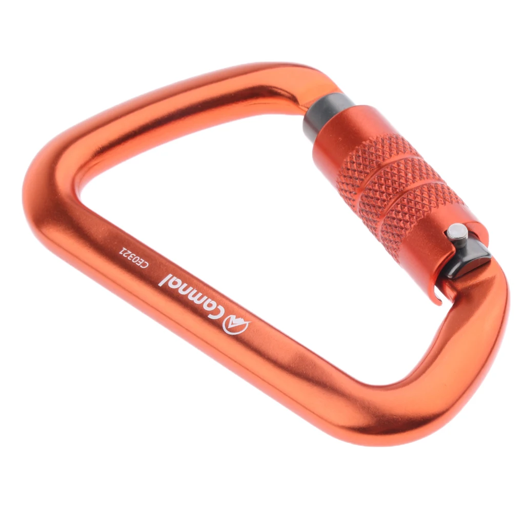 28KN D Shape Carabiner Locking Spring Snap Hook Outdoor Rescue Arborist Mountaineer Equipment Camping Hiking Climbing Accessory