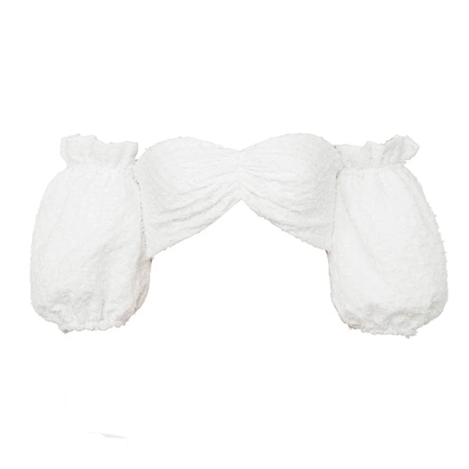 Шикарный белый комплект из двух предметов для женщин с открытыми плечами и коротким укороченным топом и шортами с высокой талией, спортивный костюм, комплект повседневных брюк