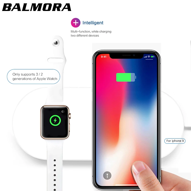 

BALMORA For iPhone X 8 8plus Wireless Charger Pad Fast Charging For iWatch 3 2 QI Charger For Sumsang S6 S7edge S8 S8P AirPower