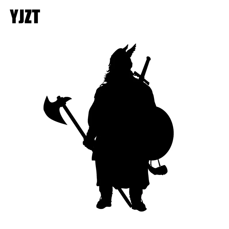 YJZT 11.5*14.9CM Lonely Overlooking Viking Warrior Car Sticker Black