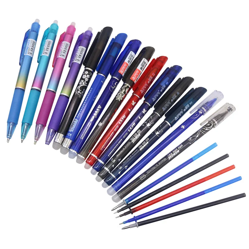 

10 pcs/lot 0.38-0.5mm Erasable pen Blue Ink Gel Pen Full needle Bullet tip School Office Gift Stationery Papelaria Escolar
