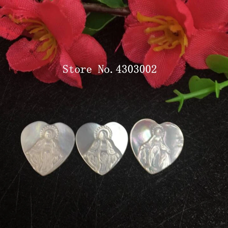

20pcs/lot 15mm Natural Heart lady of Grace Mother of Pearl Shell Beads Heart Madonna Mother Pearl MOP for DIY Jewelry
