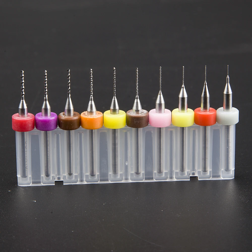 

10 pcs/pack woodwork 0.2-1.2mm drilling bits mini drills PCB hard alloy drilling bits for dremel drill holes tool