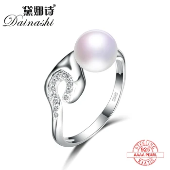 

Dainashi modeling novel like love and anchor shape 925 soild silver pearl adjustable rings with zircon very amazing fine jewelry