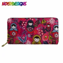 Красочные матрешки длинный из искусственной кожи дизайнерские женские кошельки женский держатель для карт для девочек молния для кармашка для монет Детский рюкзак