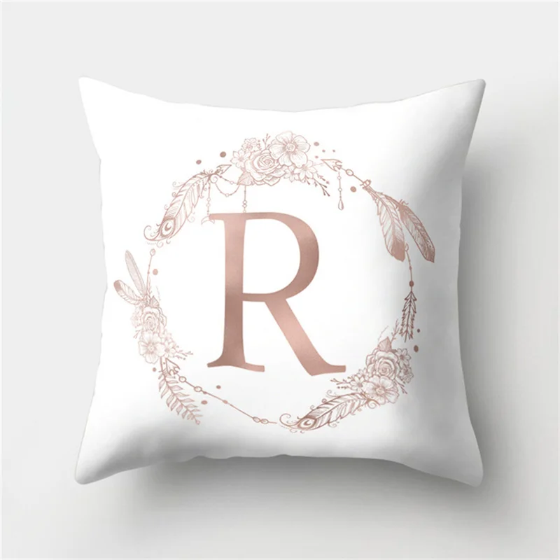 1 шт. розовое золото декоративная подушка с английским алфавитом, чехол для подушки с буквами полиэфирная Подушка Чехол Диван Kussenhoes домашний декор 40803 - Цвет: R