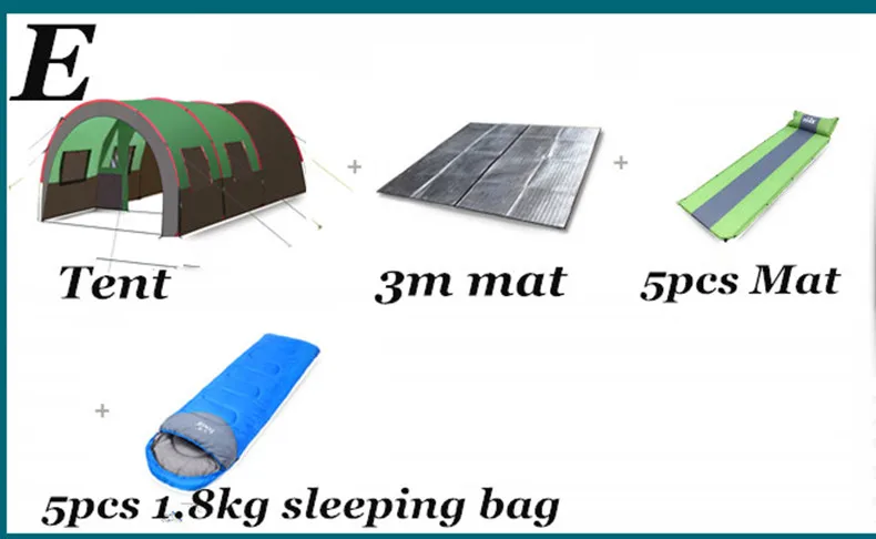 8-10 человек двухслойная Тяжелая непромокаемая Палатка семейная большая палатка Супер большая туннельная палатка уличная непромокаемая кемпинговая палатка - Цвет: set E