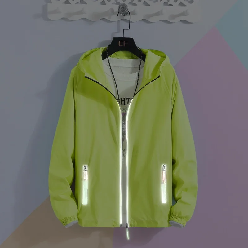 S до 7XL размера плюс тонкие летние куртки для мужчин женщин Светоотражающая